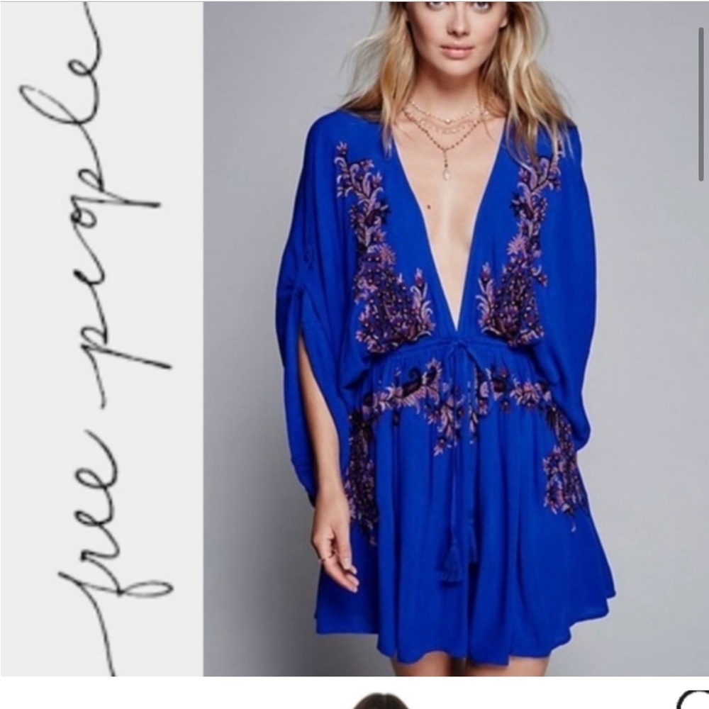 Free People Pretty Pineapple Embroidered Dress Size S